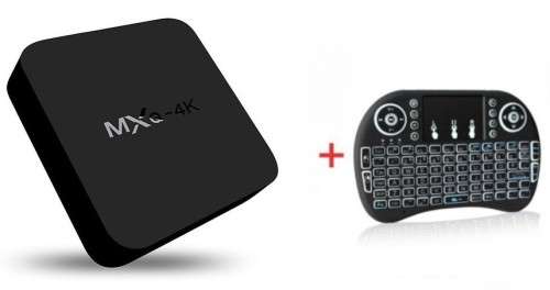 MXQ 4K Smart Android TV Box with Android 7.1 + i8 Backlit Mini Wireless Keyboard & Mouse