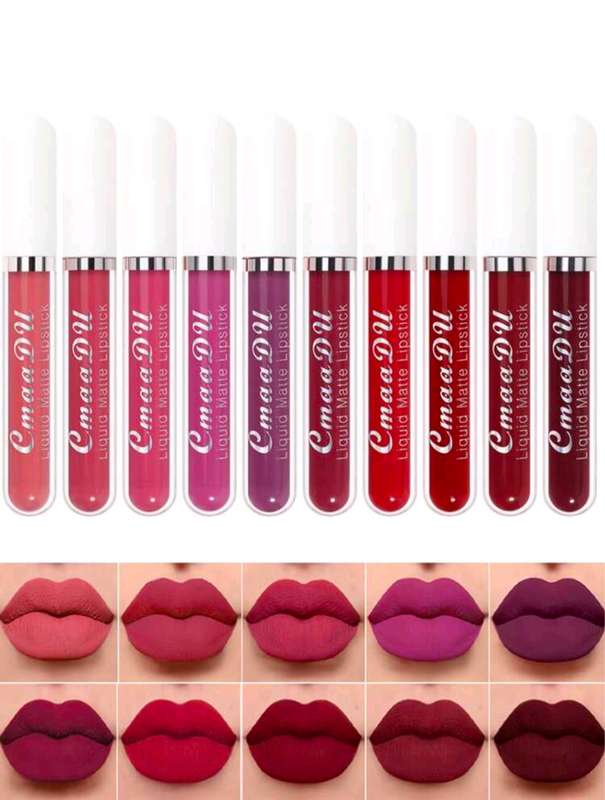 Set of 10 Waterproof Long-lasting Matte Lipstick