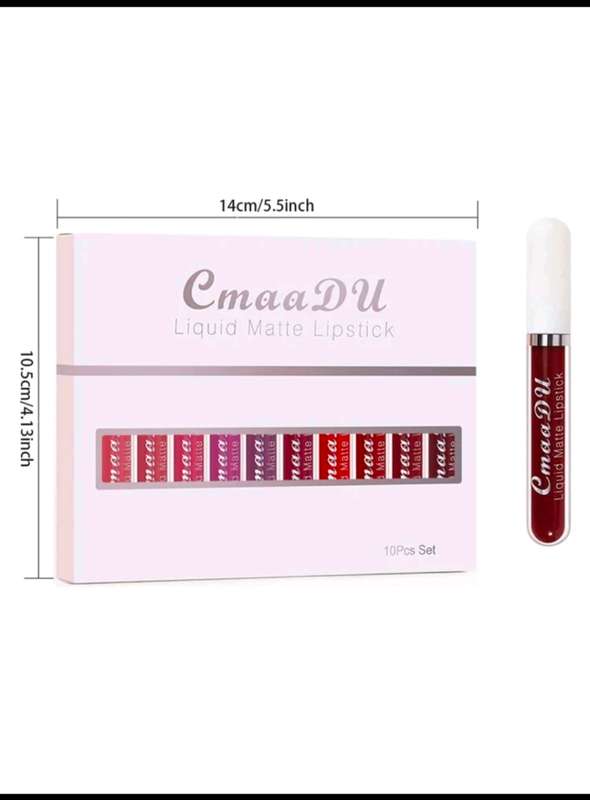 Set of 10 Waterproof Long-lasting Matte Lipstick