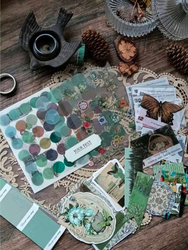 91 Pcs DIY Green Scrap Booking Set