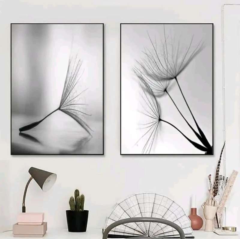 3 Piece Unframed Black & White Dandelion Wall Poster
