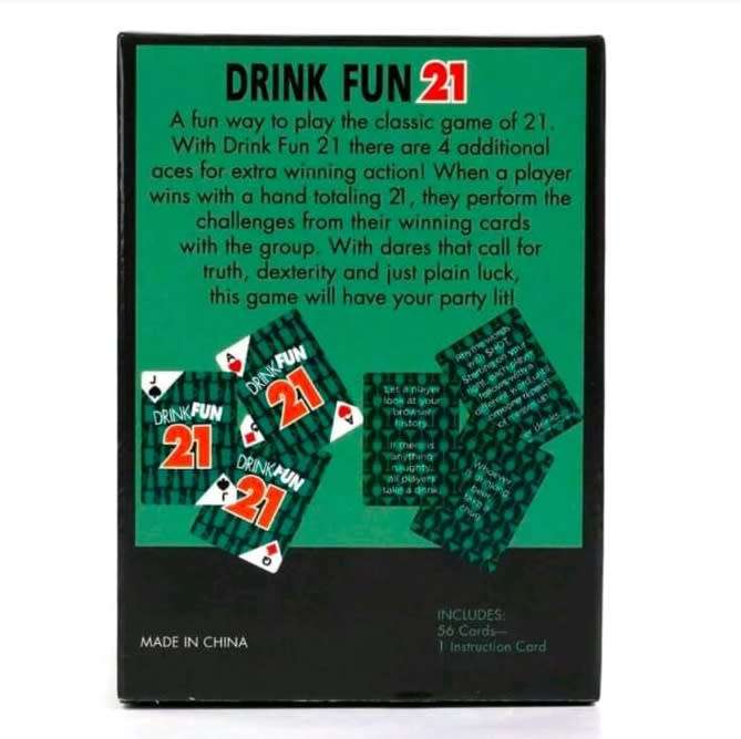 Drink Fun 21 Card Game