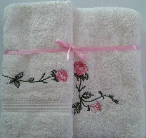 Embroidered Hand and Guest Towel Set - Romantic Roses