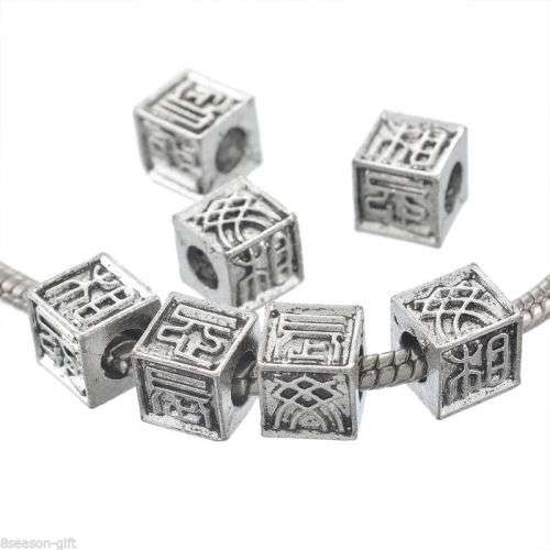 B87184  1Pcs Charm BEAD Chinese Character Fit European DIY Bracelet