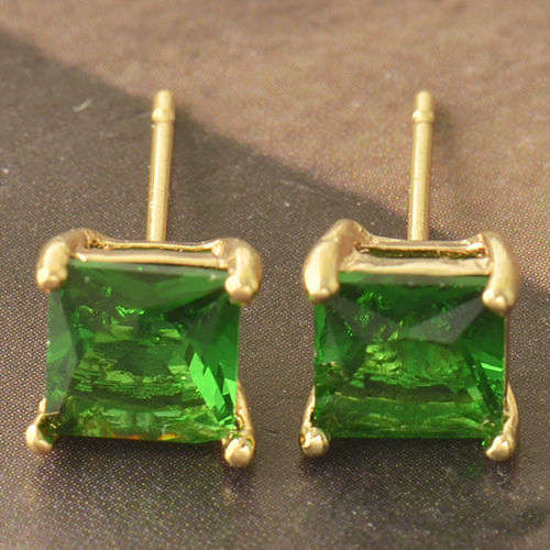 Green Gold Filled Womens Stud Earrings F4550  (K6633)