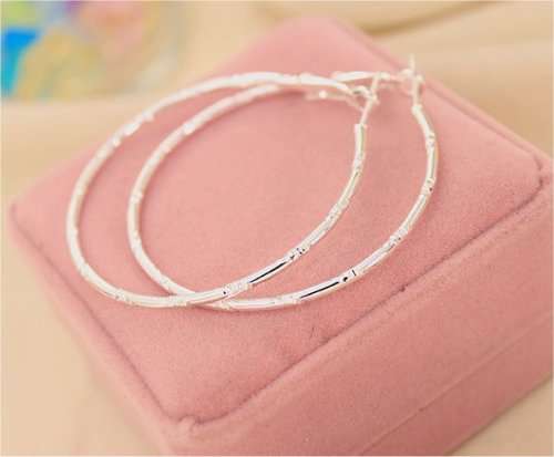 Fashion Silver Plated Big Circle Modern Hoop Earrings for Women   EQ000101    (A164*)