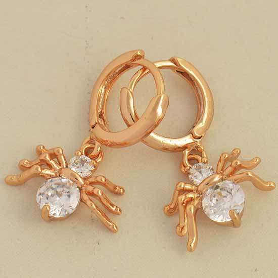 charming gold filled cz spider dangle earrings,W1087   (N807)