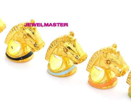 5PC Super Gold Plated Horsehead European Bead Fit Charm Bracelet C012