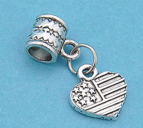 1pcs Tibetan silver flag heart dangle fit European style charm bracelet  C015