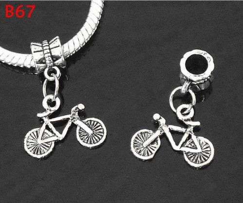 1pcs Tibetan Silver Charm Cute Bicycle Bike Dangle Bead Fit Bracelet C033