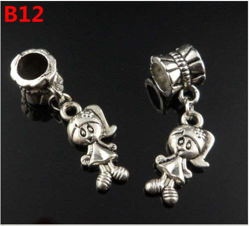 1pcs Tibetan Silver Charm girl Dangle Bead Fit Charm Bracelet   C039