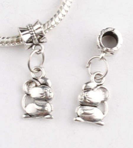 1pcs Tibetan Silver mice Charm Bead Fit European Bracelet    C101