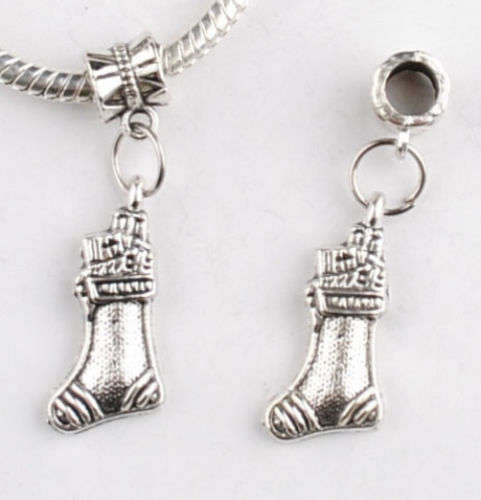1pcs Tibetan Silver Christmas shoe Charm Bead Fit European Bracelet   C053