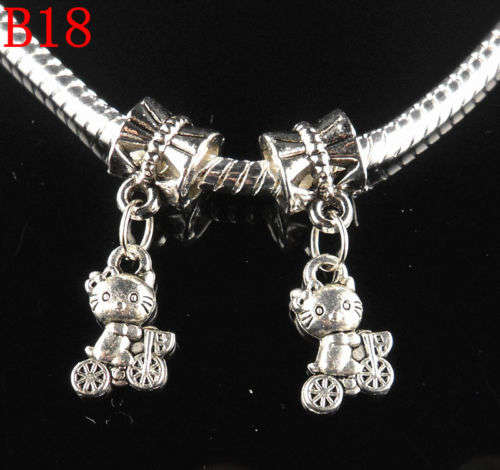 1pcs Tibetan Silver Charm cat Dangle Bead Fit Charms Bracelet     C100