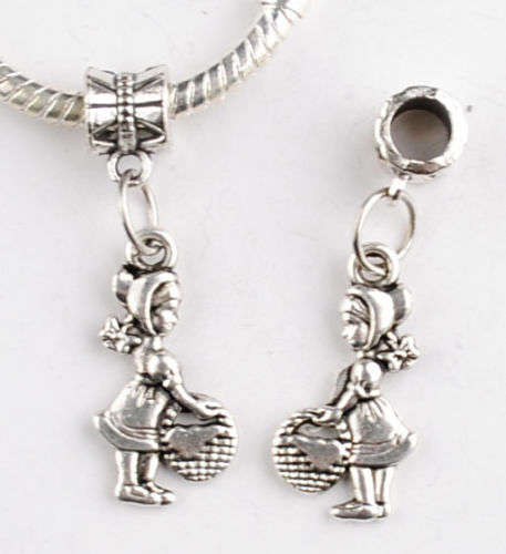 1pcs litte girl Charmly Tibetan Silver Bead Fit European Bracelet    C080