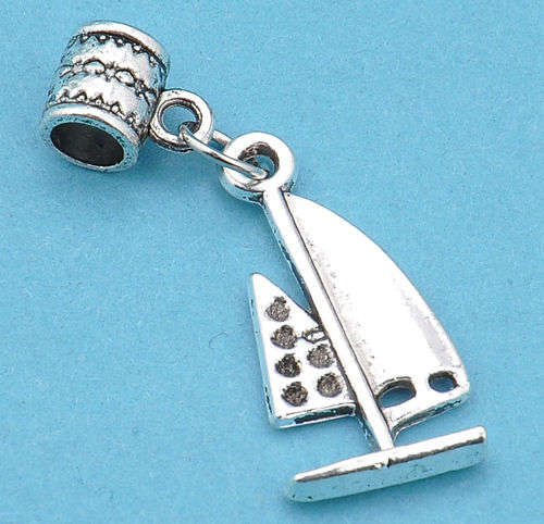 1pcs Tibetan Silver sailing boat Charm Bead Fit European Bracelet    C066