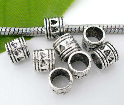 1PCe Heart Tube Spacer Bead Fit Charm Bracelet 7x7mm    C198