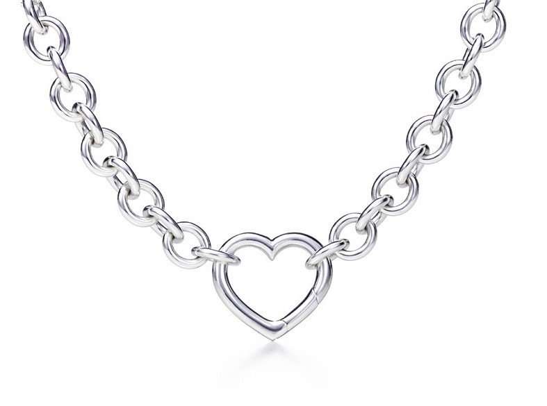 Genuine 925 Sterling Silver Heart Link Necklace