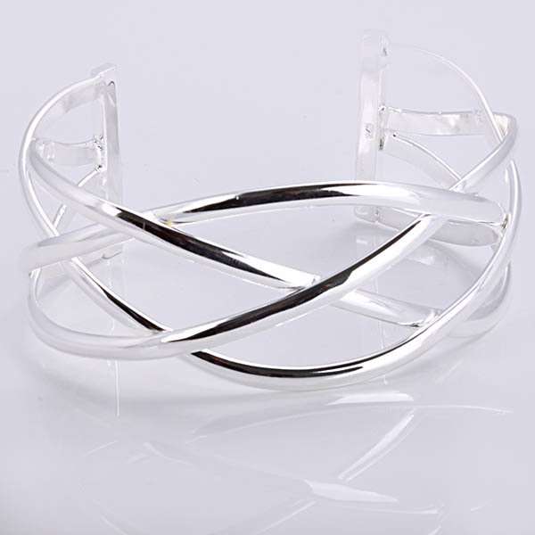 Silver Plated Cuff "Cross" Bangle