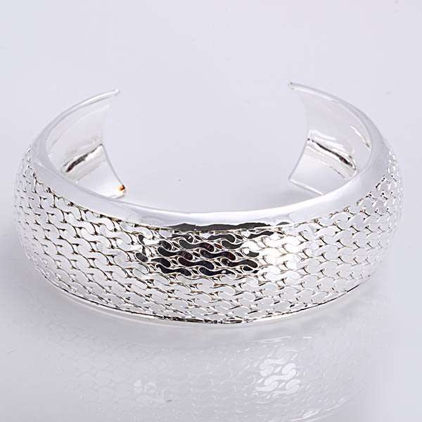 Genuine 925 Sterling Silver Cuff "mesh flower" Bangle