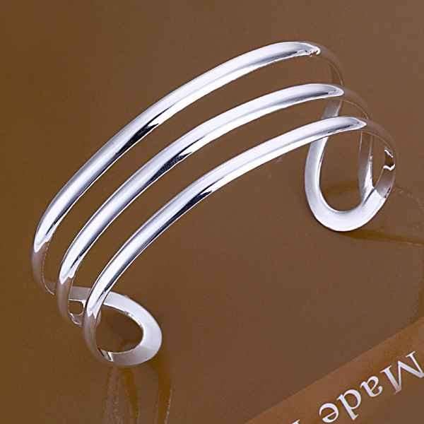 Silver Plated Triple Band Cuff Bangle