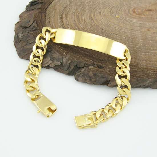 18k Gold Plated  ID  Chain Bracelet