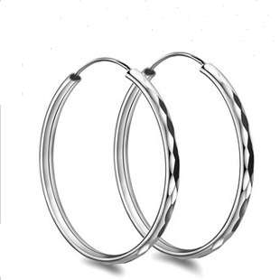 Genuine 925 Sterling Silver Earring, 50mm Hoop