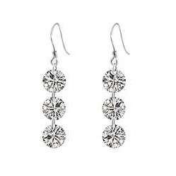 Genuine 925 Sterling Silver NAKED 3 CRYSTAL EARING