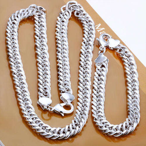 Silver Plated FISH PLAT Necklace and Bracelet Set