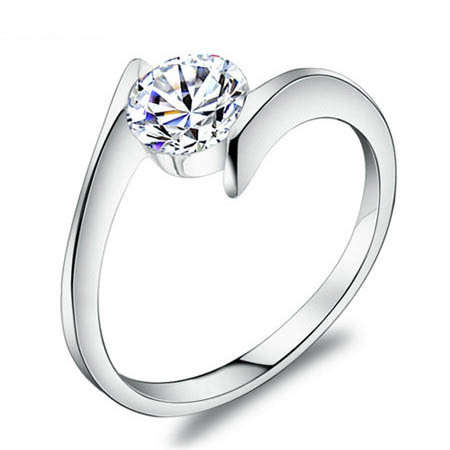 SILVER RING, Austria Crystal Center, 3 LAYER PLATINUM PLATED