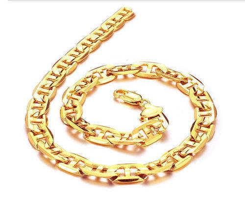 18K GOLD PLATED YELLOW ANCHOR CHAIN NECKLACE