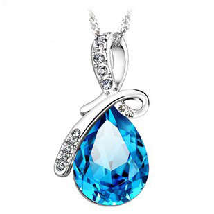 GENUINE Silver with Natural Austrian Crystal Necklace,3 Layer Platinum Plated