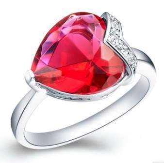 GENUINE 925 SILVER, Genuine Austria Crystal HEART RING