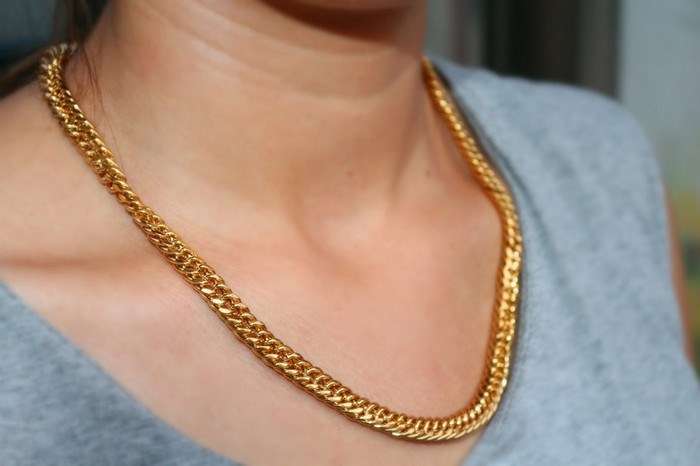18K GOLD PLATED YELLOW CURB CHAIN NECKLACE