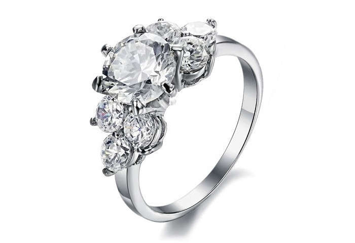 Platinum plated, Stainless steel, Zircon Ring