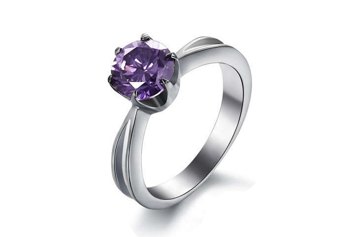 Platinum plated, Stainless steel, Zircon Ring