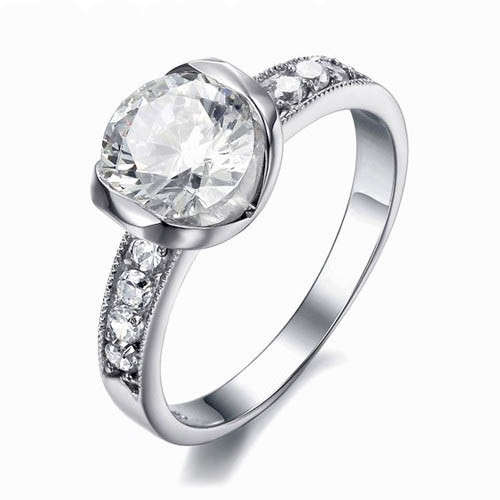 Platinum plated, Stainless steel, Zircon Ring