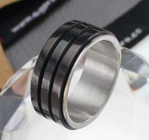 High polish TITANIUM, Black Gun Plated, Mens Ring