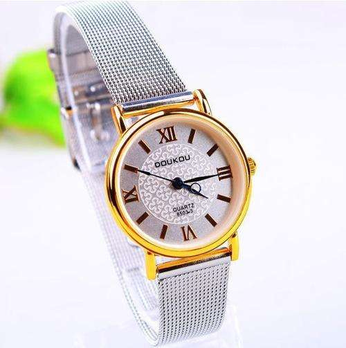 Stainless Steel Mesh Watch Band, Gold or Silver, Quartz