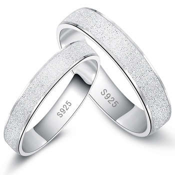 GENUINE 925 Sterling Silver Frosted Ring, Platinum Plated