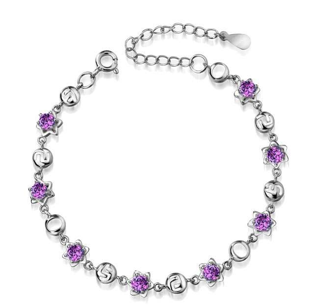 Charm Bracelet,925 Sterling Silver, 3 x Platinum Plating, Austrian Crystal