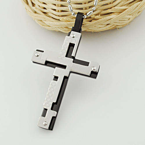 Stainless Steel Cross Pendant and Necklace