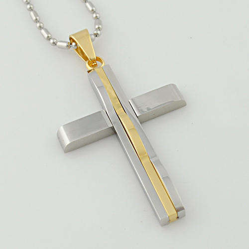 Stainless Steel Cross Pendant and Necklace