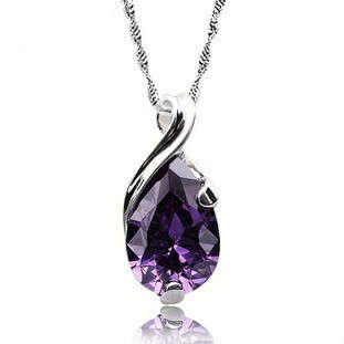 GENUINE 925 Silver Crystal Necklace, Platinum Plated