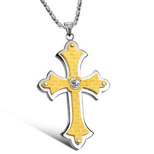 Stainless Steel Cross Pendant and Necklace