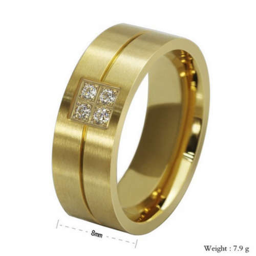 Stainless Steel Ring with Zircon Crystal,3 Colors Available
