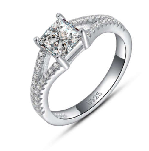 SILVER RING, Austria Crystal, 3 LAYER PLATINUM PLATED