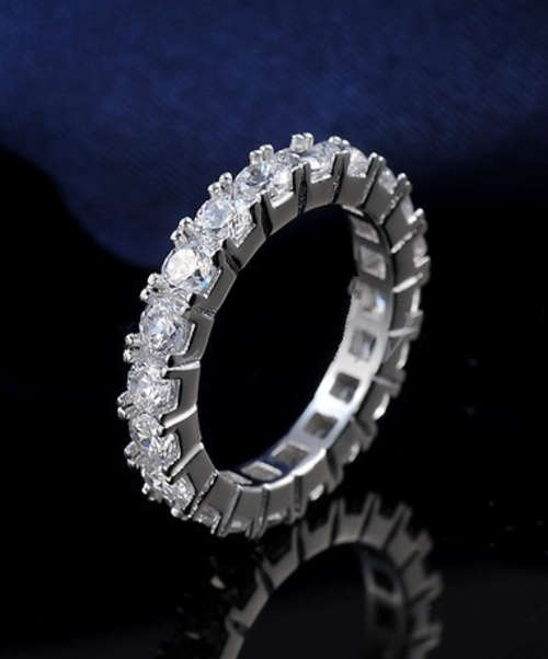 SILVER RING, Austria Crystal, 3 LAYER PLATINUM PLATED