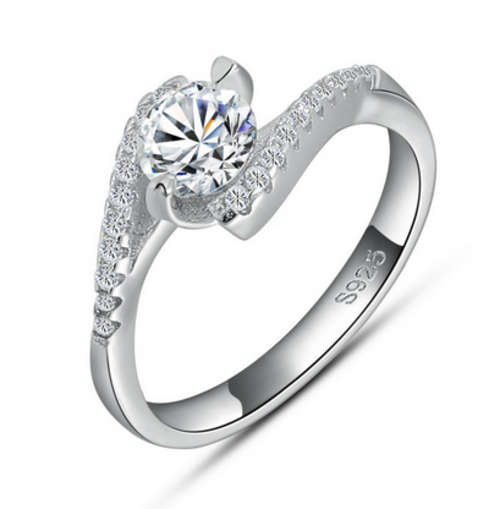 RING SILVER, Genuine Austria Crystal, 3 LAYER PLATINUM PLATED