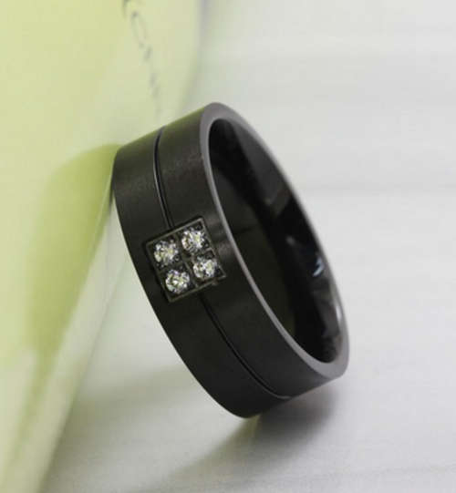 Stainless Steel Ring with Zircon Crystal,3 Colors Available